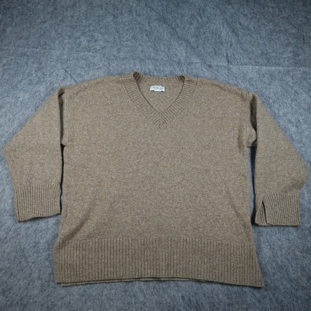 Rachel Zoe Sweater Women Extra Large Brown VNeck Long Sleeve Ribbed Knit Chunky